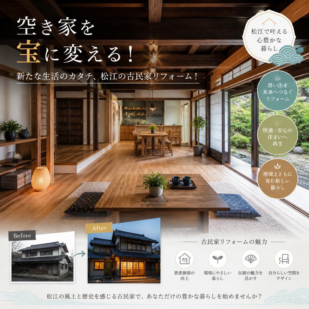 空き家を宝に変える！新たな生活のカタチ、松江の古民家リフォーム！