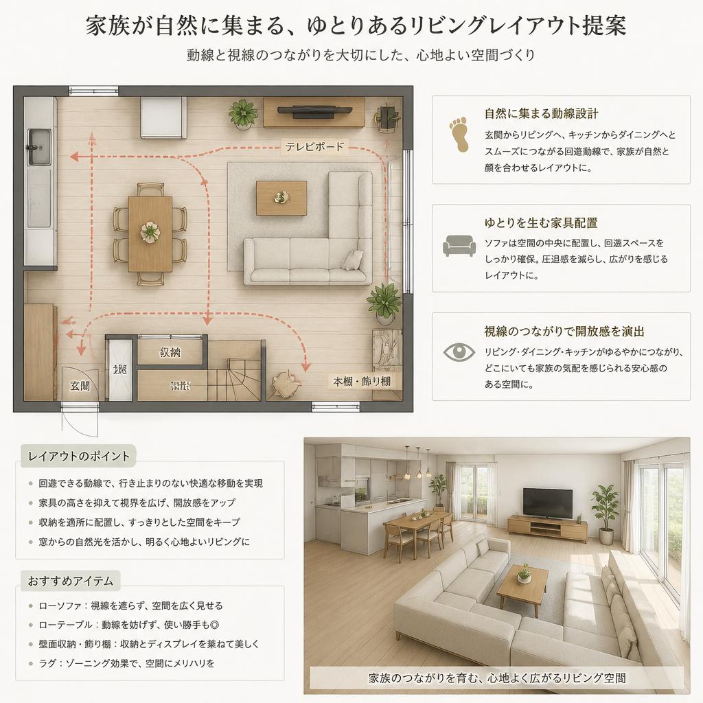 家族が集まる動線を考慮したレイアウト