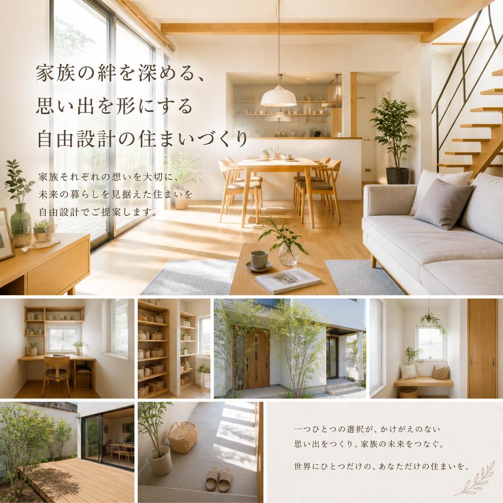 家族の絆を深める、思い出を形にする自由設計の住まいづくり