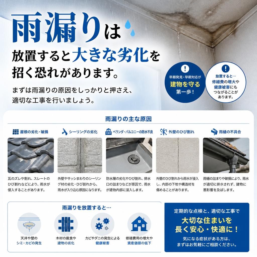 屋根の雨漏りの影響とは？