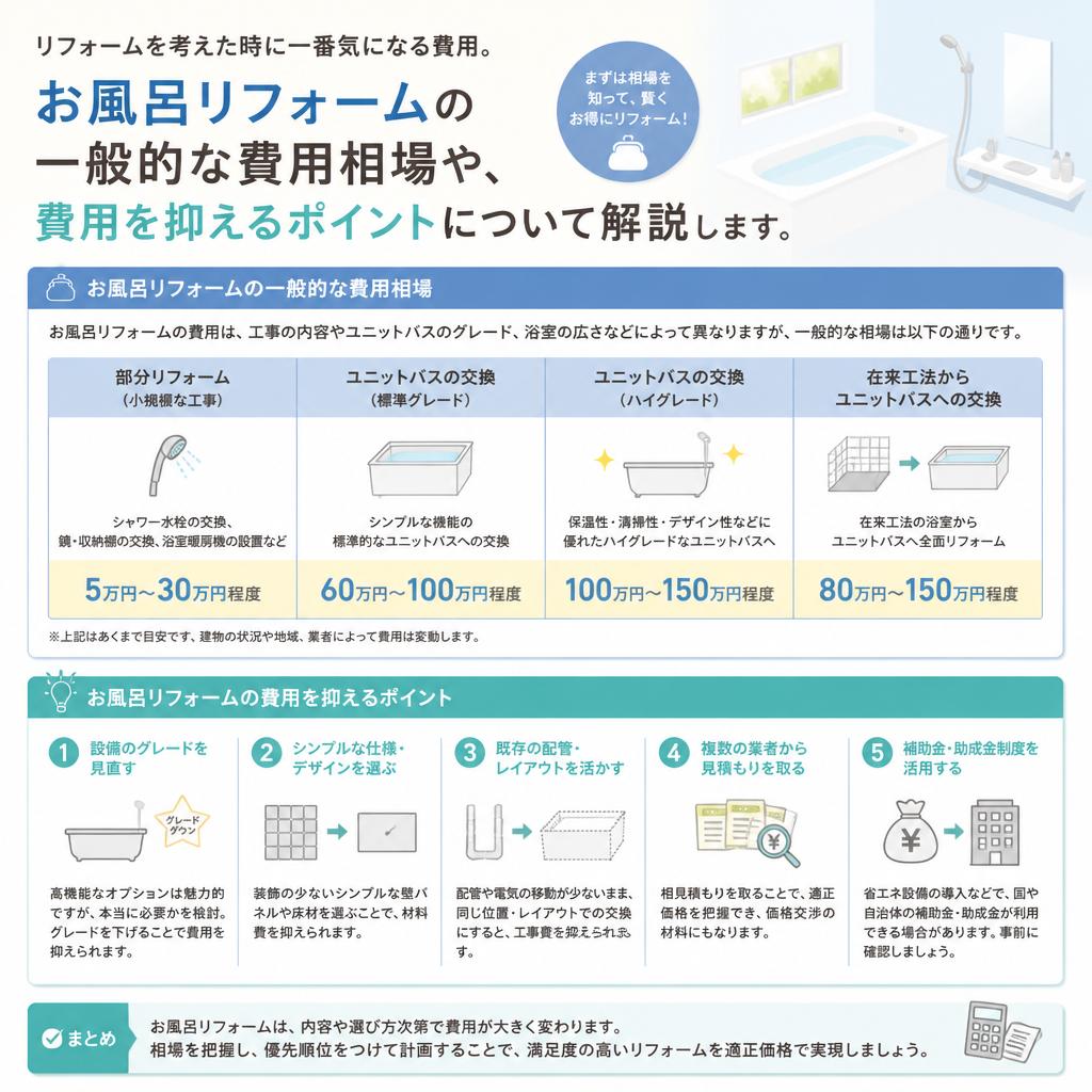 気になるお風呂リフォームの費用