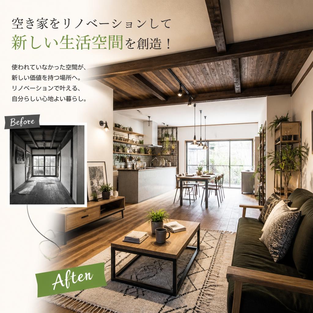 空き家をリノベーションして新しい生活空間を創造！
